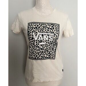Vans Off The Wall Leopard Print T-Shirt XS Off-White